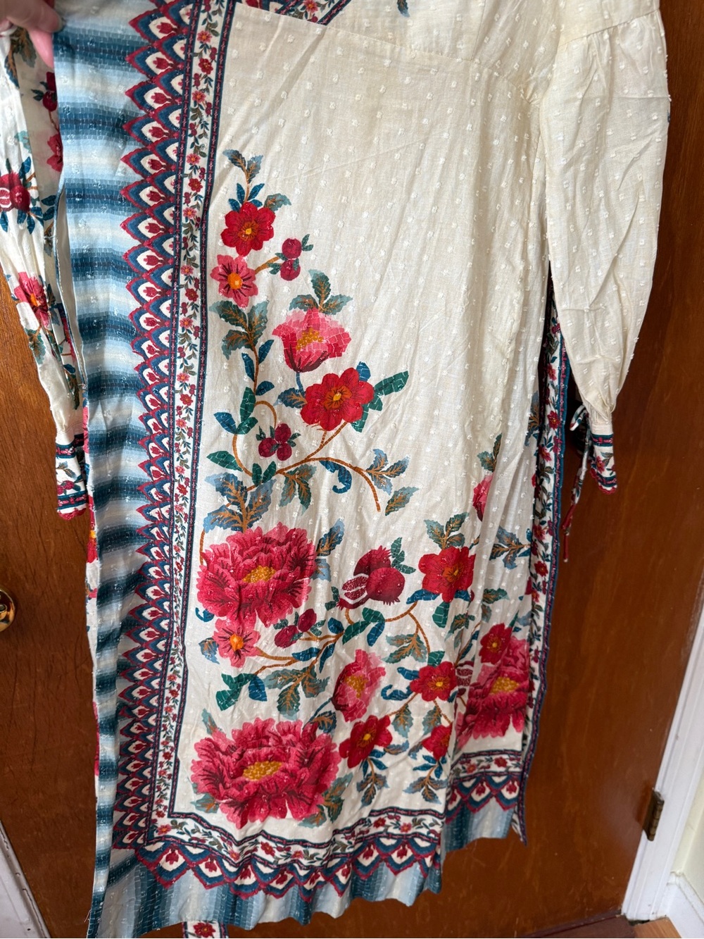 NWT FARM Rio Mosaic Garden Floral Midi Wrap Dress in Sand Multicolor - Size M - Picture 7 of 16